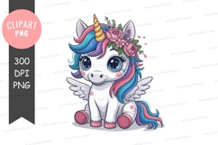 Cute cartoon unicorn clipart png Product Image 1