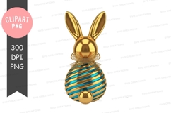 Golden rabbit easter egg clipart png Product Image 1