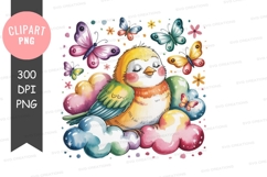 Dreamy baby bird with butterflies Product Image 1