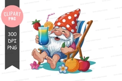 Relaxing gnome with summer drink Product Image 1