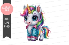 Colorful cartoon unicorn clipart png Product Image 1