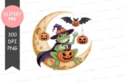 Frog witch halloween clipart png Product Image 1