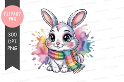 Cute bunny with rainbow scarf Product Image 1