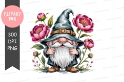 Gnome with flowers clipart png Product Image 1