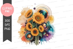 Vibrant sunflowers with cosmic background Product Image 1
