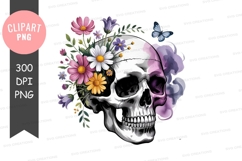 Floral skull clipart png Product Image 1