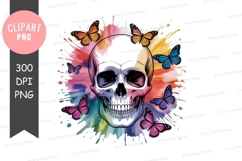 Skull with butterflies clipart png Product Image 1