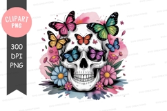 Colorful skull with butterflies and flowers Product Image 1
