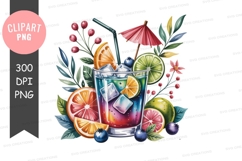 Colorful summer cocktail with fruits Product Image 1