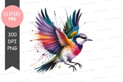 Vibrant bird in flight clipart png Product Image 1