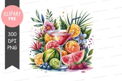 Tropical cocktail with fruits clipart png Product Image 1