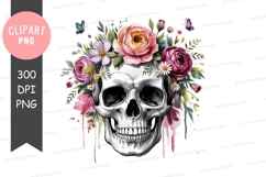 Floral skull clipart png Product Image 1