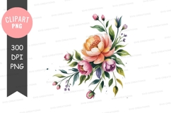 Watercolor floral bouquet clipart png Product Image 1