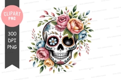 Floral sugar skull clipart png Product Image 1