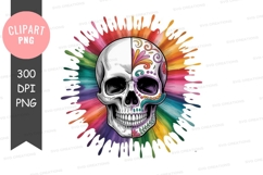 Colorful skull clipart png Product Image 1