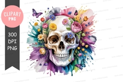 Floral skull clipart png Product Image 1