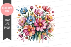 Vibrant flower bouquet clipart png Product Image 1