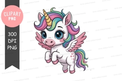 Cute winged unicorn clipart png Product Image 1