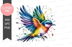 Colorful bird in flight clipart png Product Image 1