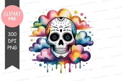 Colorful sugar skull clipart png Product Image 1