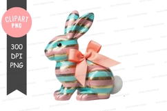 Colorful striped easter bunny with bow Product Image 1
