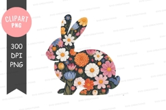 Floral bunny clipart png Product Image 1
