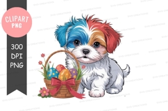Colorful puppy with easter basket Product Image 1