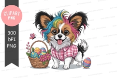 Colorful papillon dog with easter basket Product Image 1