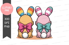 Two easter bunnies with bows and decorated ears Product Image 1