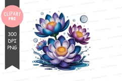 Lotus flowers in water clipart png Product Image 1