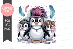 Three stylish penguins clipart png Product Image 1