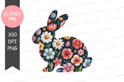Floral bunny clipart png Product Image 1