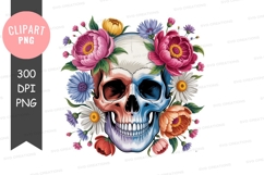 Floral skull clipart png Product Image 1