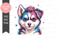 Colorful husky puppy clipart png Product Image 1