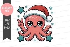 Christmas octopus clipart png Product Image 1