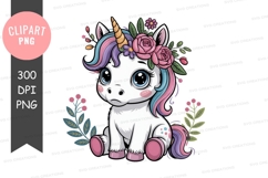 Adorable unicorn clipart png Product Image 1