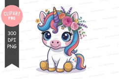 Adorable unicorn clipart png Product Image 1