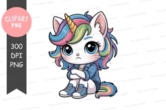 Cute sad unicorn clipart png Product Image 1