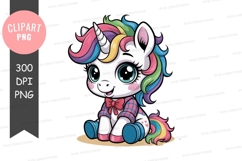 Cute rainbow unicorn clipart png Product Image 1