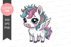 Cute cartoon unicorn clipart png Product Image 1