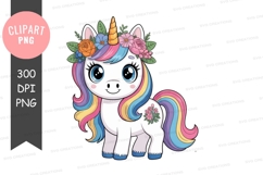 Colorful unicorn clipart png Product Image 1