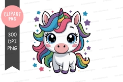 Colorful unicorn clipart png Product Image 1