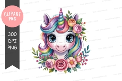 Colorful unicorn clipart png Product Image 1