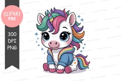 Cute cartoon unicorn clipart png Product Image 1