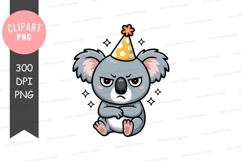 Angry koala in party hat clipart png Product Image 1