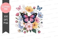 Vibrant floral butterfly clipart png Product Image 1
