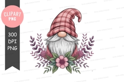 Whimsical gnome with floral crown clipart png Product Image 1