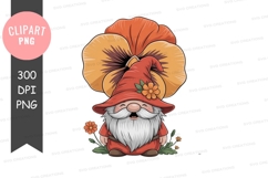 Whimsical gnome with pumpkin hat clipart png Product Image 1