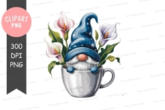 Whimsical gnome in a mug with flowers Product Image 1