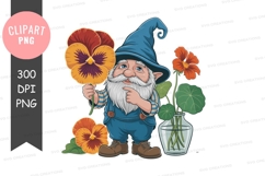 Gnome with flowers clipart png Product Image 1